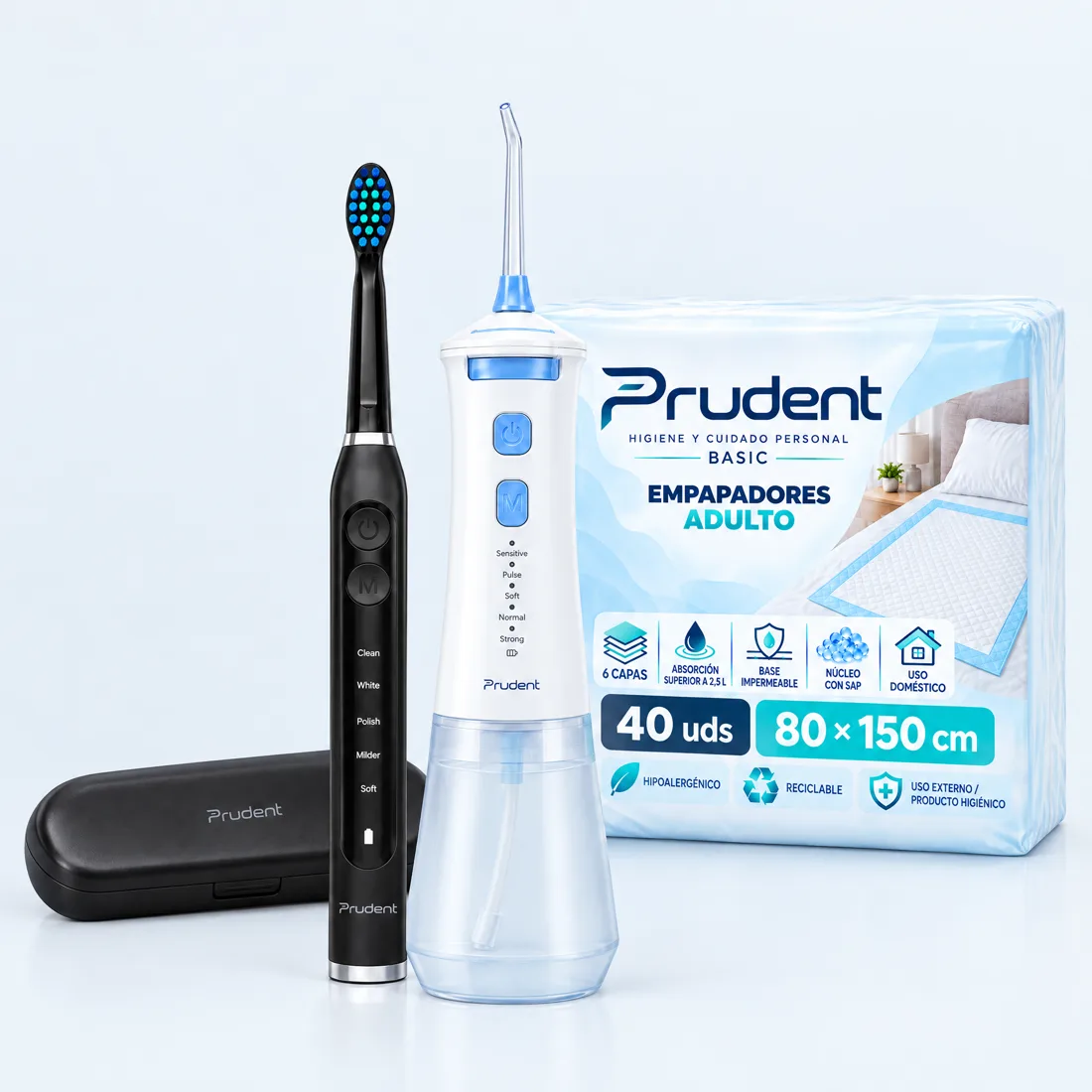 The three Prudent products together on a light background